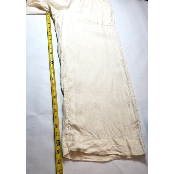 Sigrid Olsen Womens Medium Wide Leg Linen Pants Cream Bohemian Beach Pockets - Picture 7 of 8